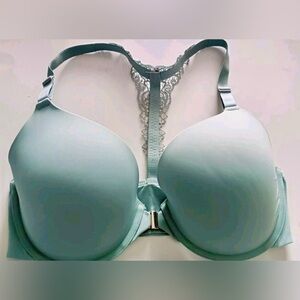 SOMA Memorable Bra Size 36 D Front Close Light Blue Guipure L Back 0818 FR CL